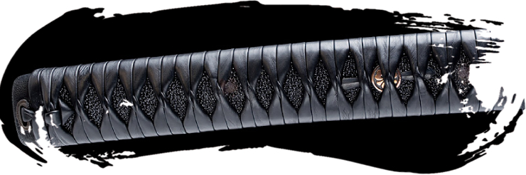 Tsuka en cuero negro con hishigami